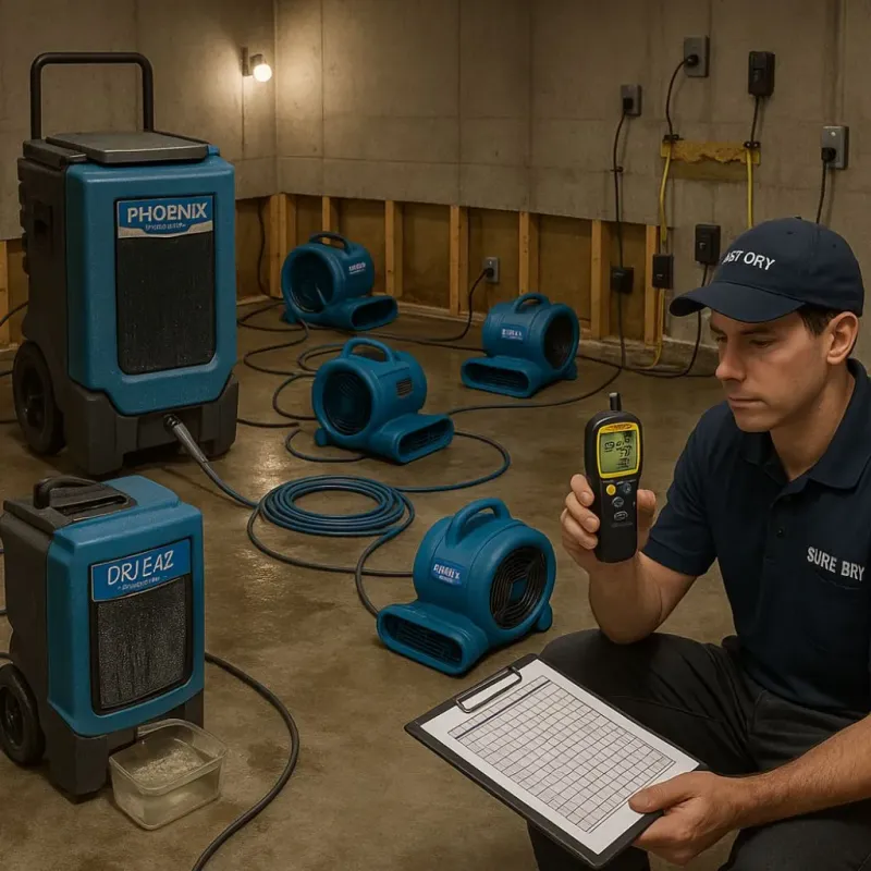 Structural Drying and Dehumidification process in Versailles, OH